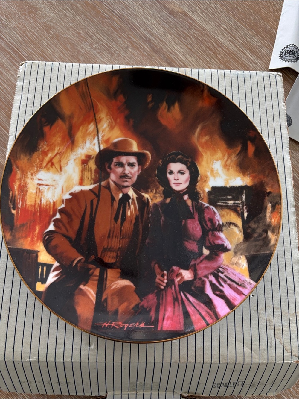 Bradford Exchange Gone Wind Collector Plate The Burning Of Atlanta  #17582D